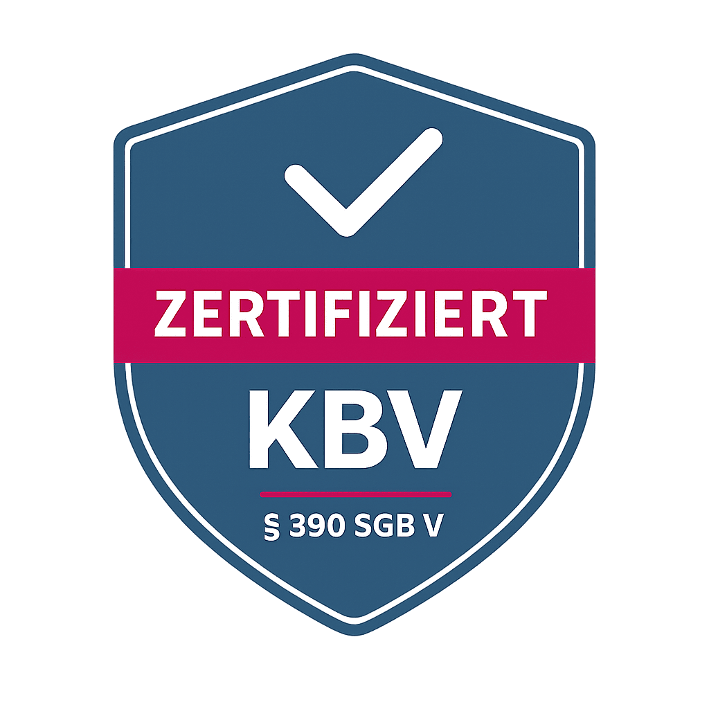 Siegel: KBV-zertifiziert nach Paragraf 390 SGB V