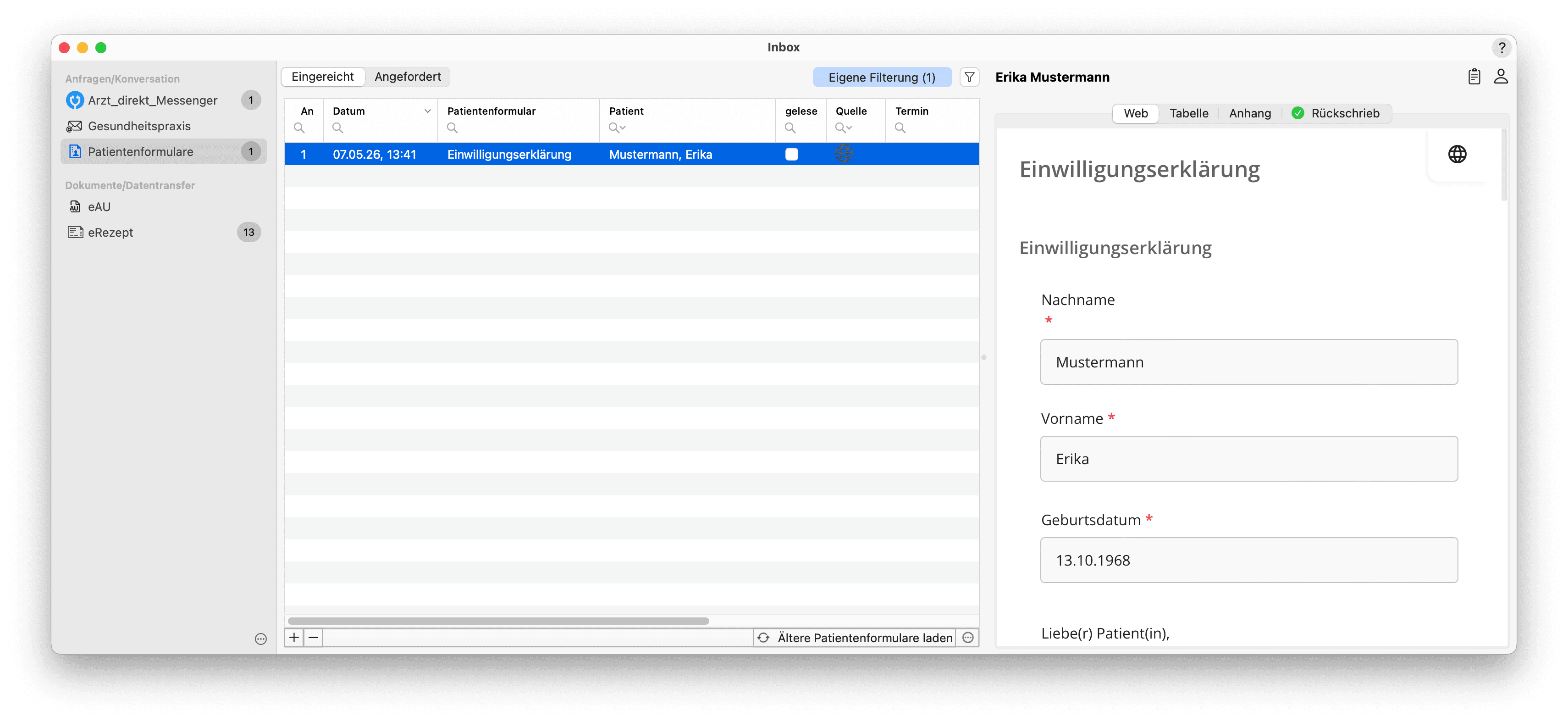tomedo Praxissoftware: Digitale Patientenformulare